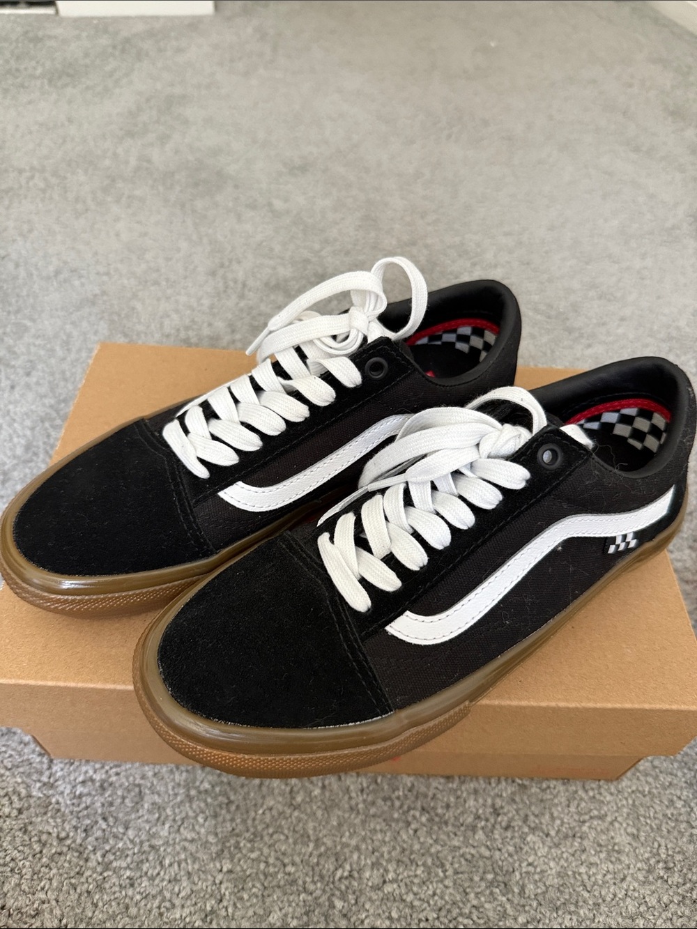 Vans Black & White Old Skool Skate Sneakers with Gum Sole